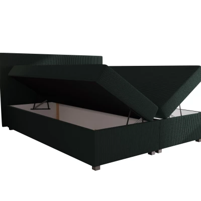 Doppelbett mit Polsterung 180x200 mit Stauraum ASSAR - dunkelgrün 2