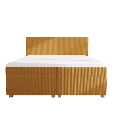Doppelbett mit Polsterung 180x200 cm und Stauraum, Modell ASSAR - gelb