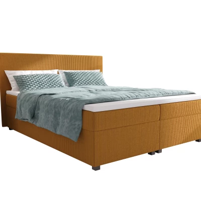 Doppelbett mit Polsterung 180x200 cm und Stauraum, Modell ASSAR - gelb