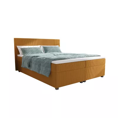 Doppelbett mit Polsterung 180x200 cm und Stauraum, Modell ASSAR - gelb