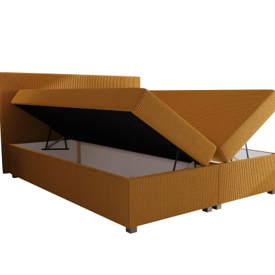 Doppelbett mit Polsterung 180x200 cm und Stauraum, Modell ASSAR - gelb