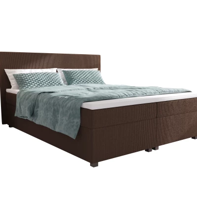 Doppelbett mit Polsterung 180x200 cm und Stauraum, Modell ASSAR - braun