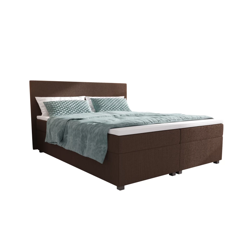 Doppelbett mit Polsterung 180x200 cm und Stauraum, Modell ASSAR - braun