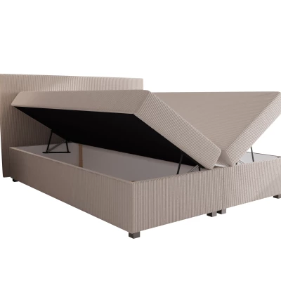 Doppelbett mit Polsterung 180x200 cm und Stauraum, Modell ASSAR – beige