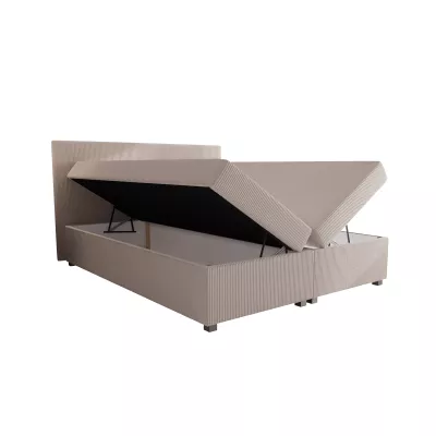 Doppelbett mit Polsterung 180x200 cm und Stauraum, Modell ASSAR – beige