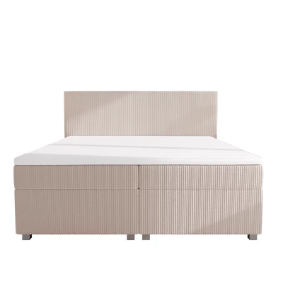 Doppelbett mit Polsterung 180x200 cm und Stauraum, Modell ASSAR – beige