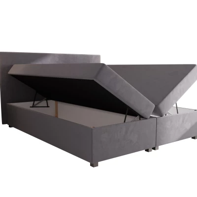 Doppelbett mit Polsterung 180x200 cm und Stauraum ASSAR - grau