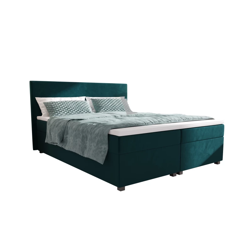 Doppelbett mit Polsterung 180x200 cm und Stauraum, ASSAR - Benzin