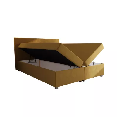 Doppelbett mit Polsterung 180x200 mit Stauraum, Farbe: ASSAR - Senfgelb