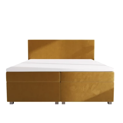 Doppelbett mit Polsterung 180x200 mit Stauraum, Farbe: ASSAR - Senfgelb