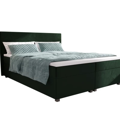 Doppelbett mit Polsterung 180x200 mit Stauraum ASSAR - dunkelgrün 1