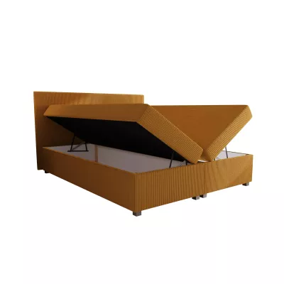 Doppelbett mit Polsterung 160x200 mit Stauraum ASSAR - gelb