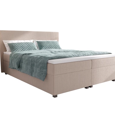 Doppelbett mit Polsterung 160x200 cm und Stauraum, Modell ASSAR – beige