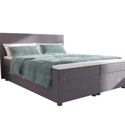 Doppelbett mit Polsterung 160x200 mit Stauraum ASSAR - grau