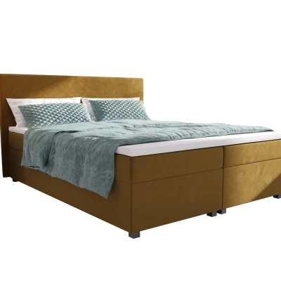 Doppelbett mit Polsterung 160x200 mit Stauraum, Farbe: ASSAR - Senfgelb