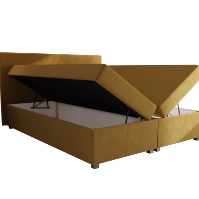 Doppelbett mit Polsterung 160x200 mit Stauraum, Farbe: ASSAR - Senfgelb