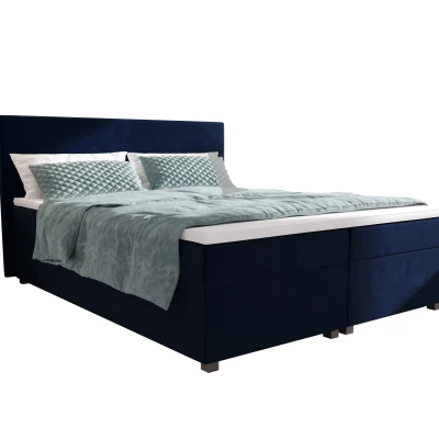 Doppelbett mit Polsterung 160x200 mit Stauraum ASSAR - dunkelblau
