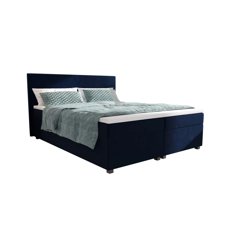 Doppelbett mit Polsterung 160x200 mit Stauraum ASSAR - dunkelblau