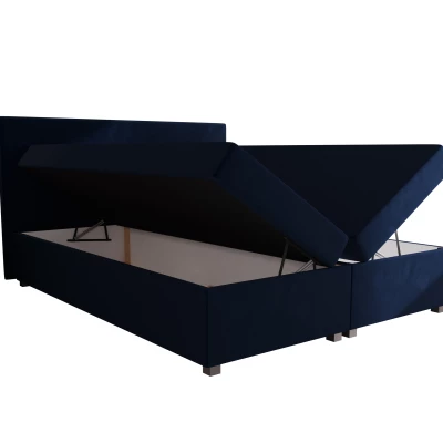 Doppelbett mit Polsterung 160x200 mit Stauraum ASSAR - dunkelblau