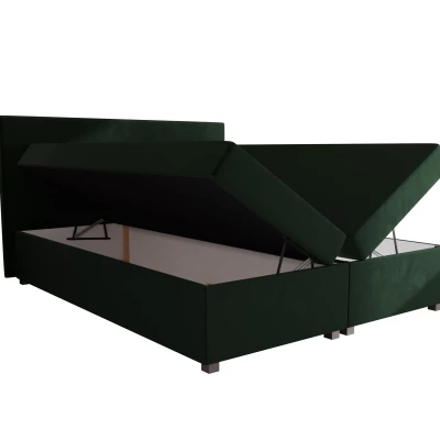 Doppelbett mit Polsterung 160x200 mit Stauraum ASSAR - dunkelgrün 1