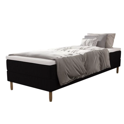 Einzelbett 90x200 mit Stauraum HENRYK - schwarz
