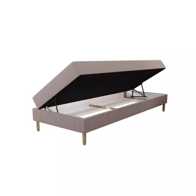 Einzelbett 90x200 mit Stauraum HENRYK - hellbraun