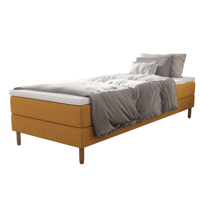 Einzelbett 90x200 mit Stauraum HENRYK - gelb