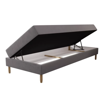 Einzelbett 90x200 mit Stauraum HENRYK - grau