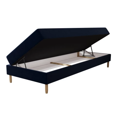 Einzelbett 90x200 mit Stauraum HENRYK - dunkelblau