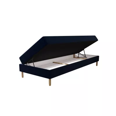 Einzelbett 90x200 mit Stauraum HENRYK - dunkelblau