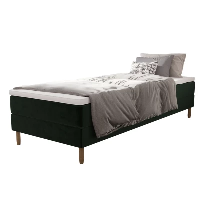 Einzelbett 90x200 mit Stauraum HENRYK - dunkelgrün 1