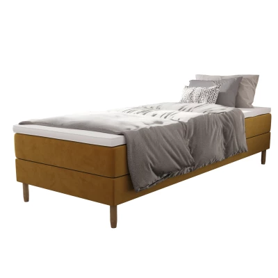 Einzelbett 80x200 mit Stauraum HENRYK - Senfgelb
