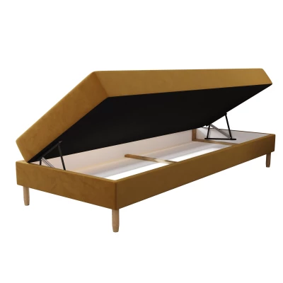 Einzelbett 80x200 mit Stauraum HENRYK - Senfgelb