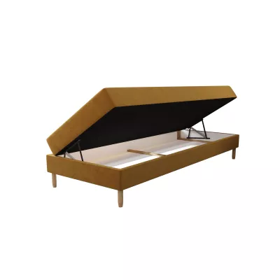 Einzelbett 80x200 mit Stauraum HENRYK - Senfgelb