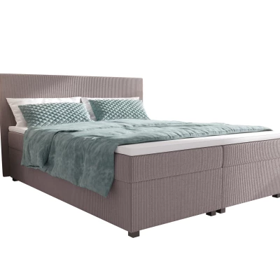 Doppelbett mit Polsterung 180x200 cm und Stauraum, Modell ASSAR – hellbraun