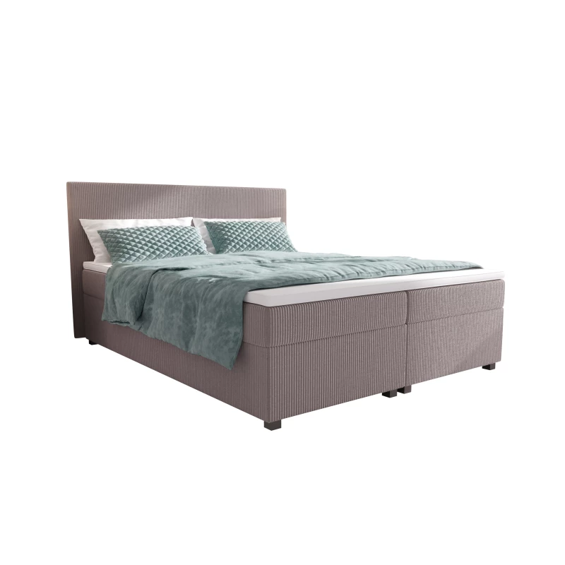 Doppelbett mit Polsterung 180x200 cm und Stauraum, Modell ASSAR – hellbraun