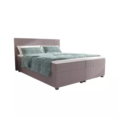 Doppelbett mit Polsterung 180x200 cm und Stauraum, Modell ASSAR – hellbraun