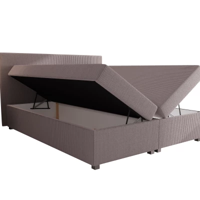 Doppelbett mit Polsterung 180x200 cm und Stauraum, Modell ASSAR – hellbraun