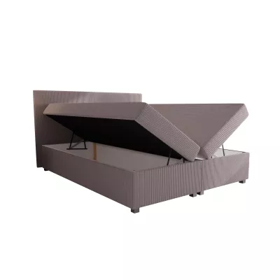 Doppelbett mit Polsterung 180x200 cm und Stauraum, Modell ASSAR – hellbraun