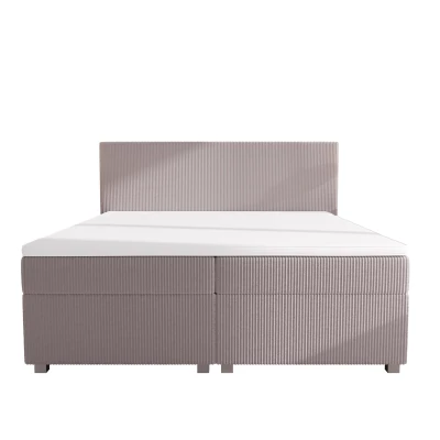 Doppelbett mit Polsterung 180x200 cm und Stauraum, Modell ASSAR – hellbraun