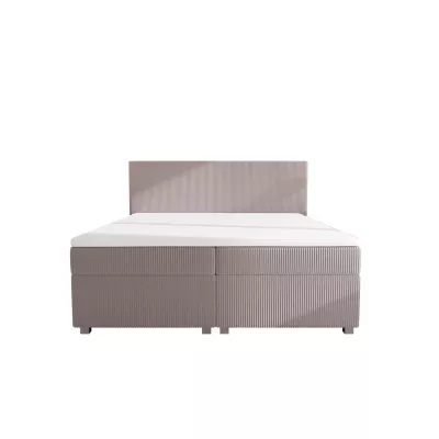 Doppelbett mit Polsterung 180x200 cm und Stauraum, Modell ASSAR – hellbraun