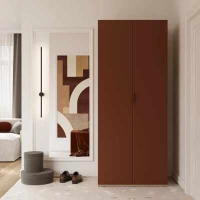 Kleiderschrank 90 cm RHYDIAN – Eiche / Ziegel
