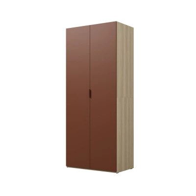 Kleiderschrank 90 cm RHYDIAN – Eiche / Ziegel