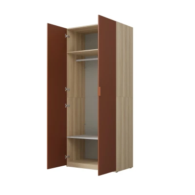 Kleiderschrank 90 cm RHYDIAN – Eiche / Ziegel