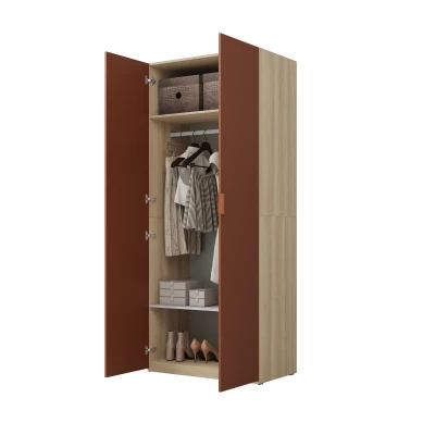 Kleiderschrank 90 cm RHYDIAN – Eiche / Ziegel
