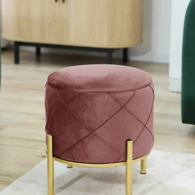 Eleganter JASTRIAN Hocker mit Stauraum – rosa/gold