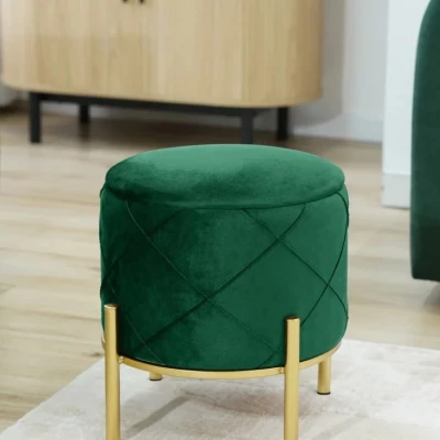 Eleganter JASTRIAN-Hocker mit Stauraum – Flaschengrün/Gold