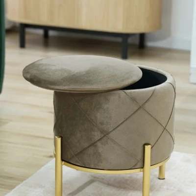 Eleganter JASTRIAN Hocker mit Stauraum – beige/gold
