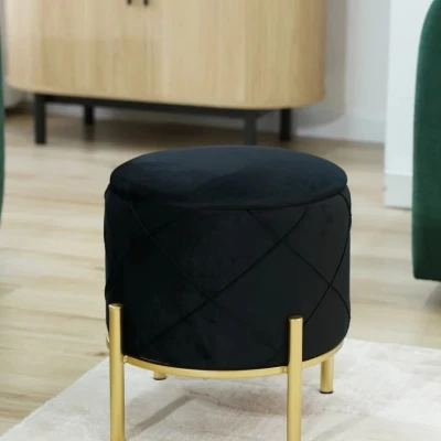 Eleganter JASTRIAN Hocker mit Stauraum – schwarz/gold