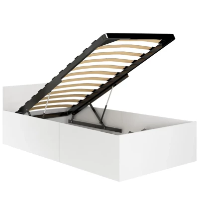Einzelbett 90x200 OMERYA mit Stauraum - weiß